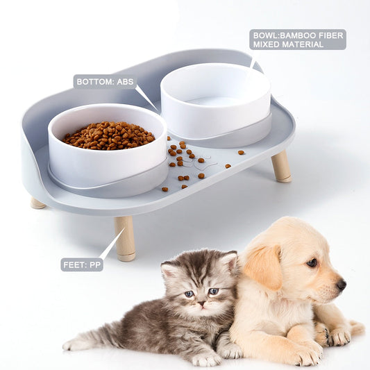 Adjustable Height Double Bowl Pet Feeder