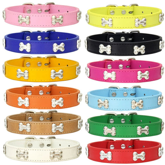 Bone Leather Durable Dog Collars