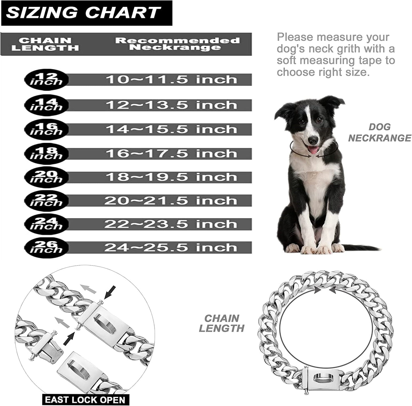 Strong Metal Dog Chain Necklace. 19mm