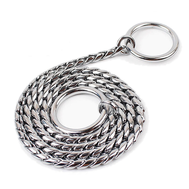 Metal Snake Chain Dog Collars with Copper Pinch