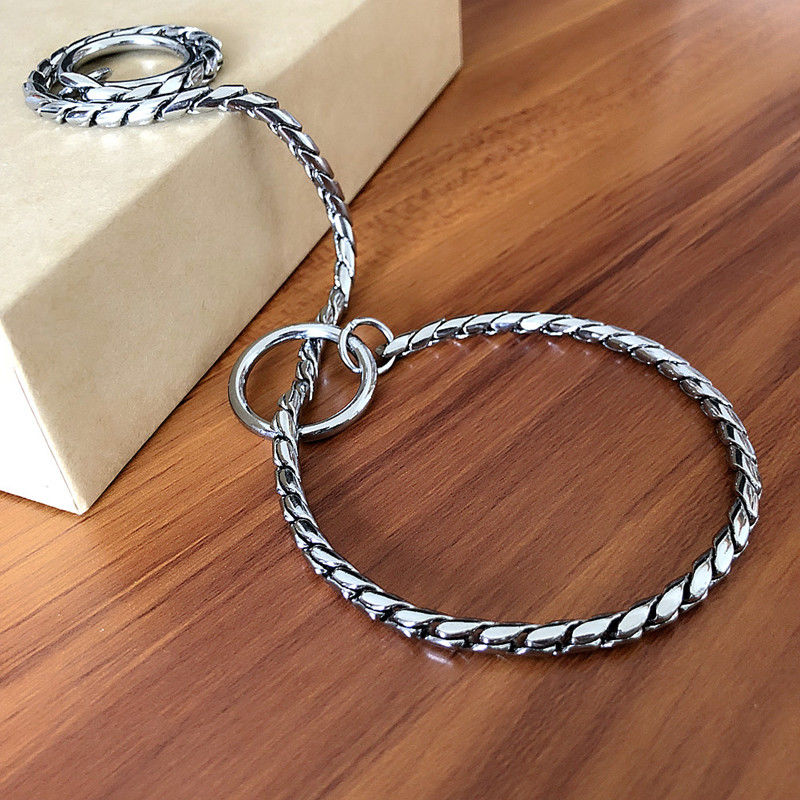 Metal Snake Chain Dog Collars with Copper Pinch