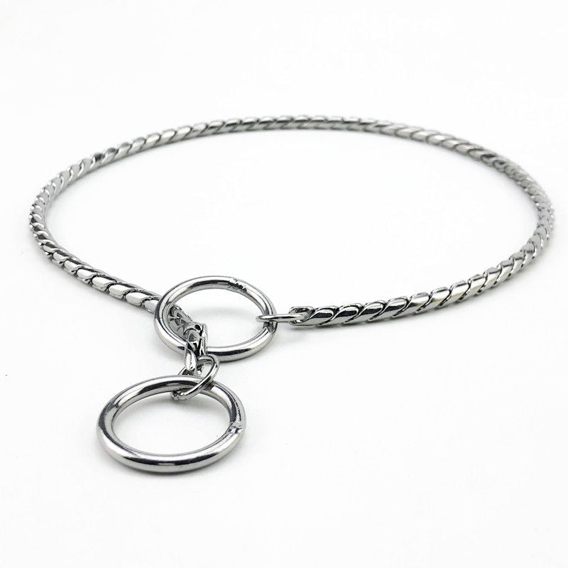 Metal Snake Chain Dog Collars with Copper Pinch