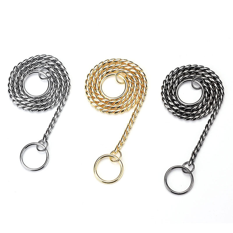 Metal Snake Chain Dog Collars with Copper Pinch
