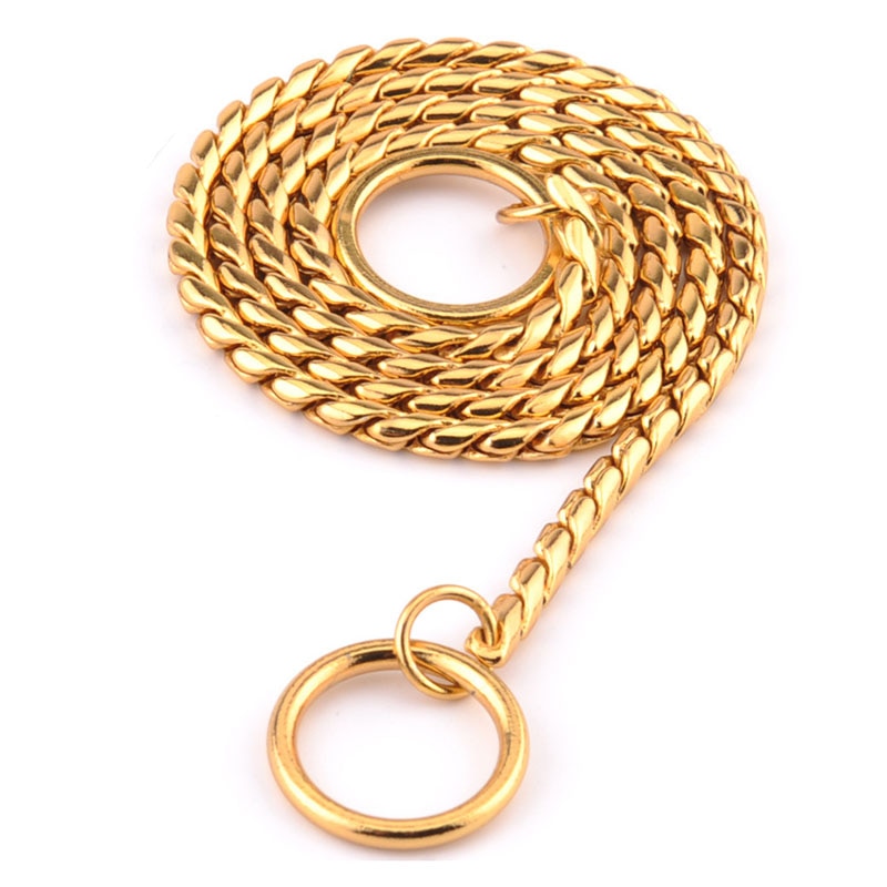 Metal Snake Chain Dog Collars with Copper Pinch