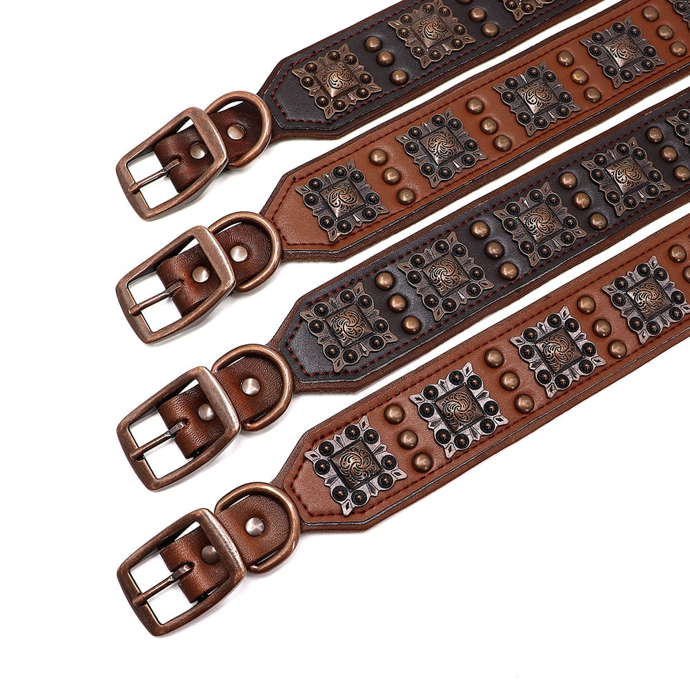 Luxury Genuine Leather Collar for Big Dog