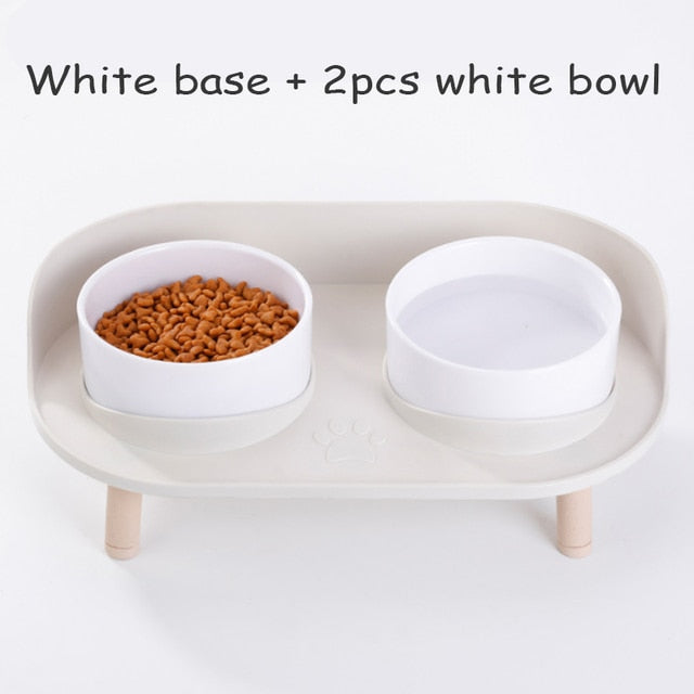 Adjustable Height Double Bowl Pet Feeder