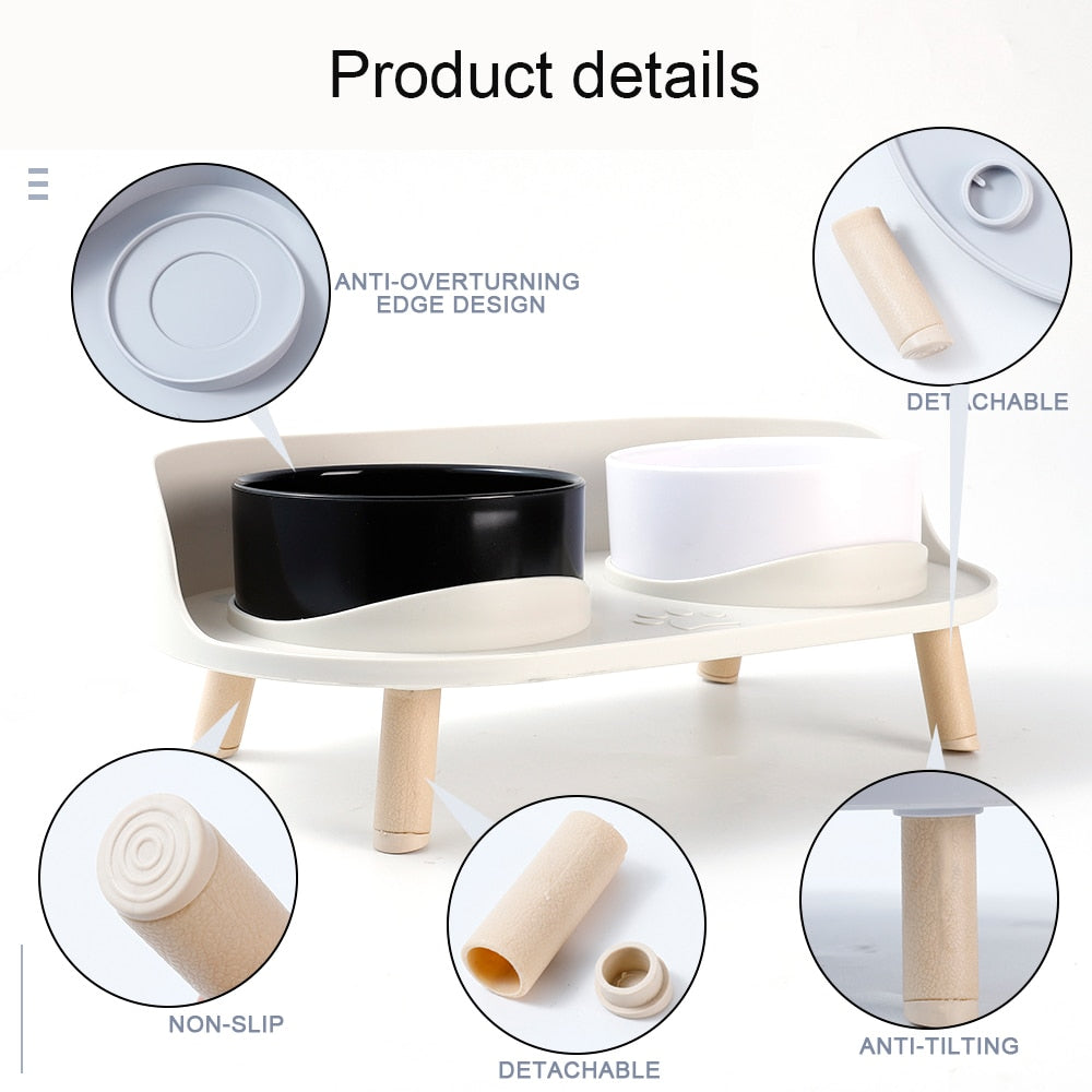 Adjustable Height Double Bowl Pet Feeder