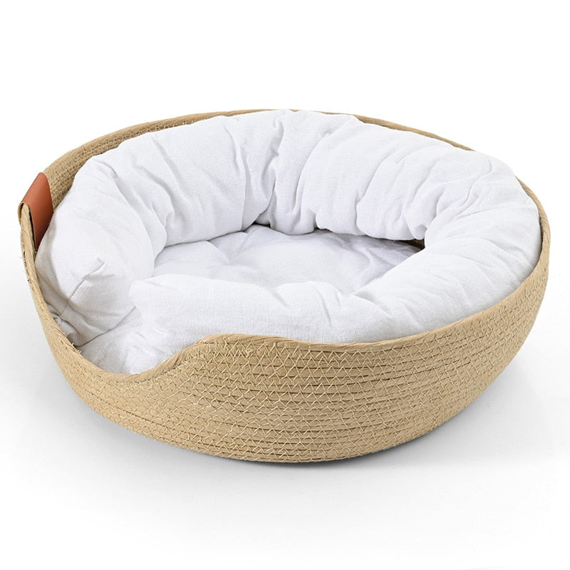Pet Bed Sofa Handmade Bamboo Weaving Four Season Cozy Nest Baskets