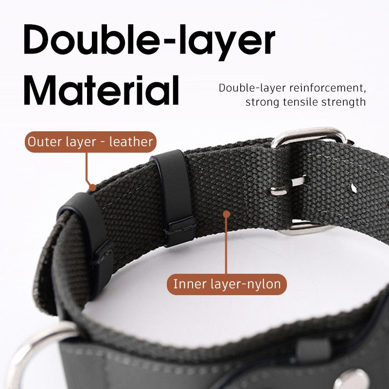 Leather Adjustable Large Service Dog Leash and Collar