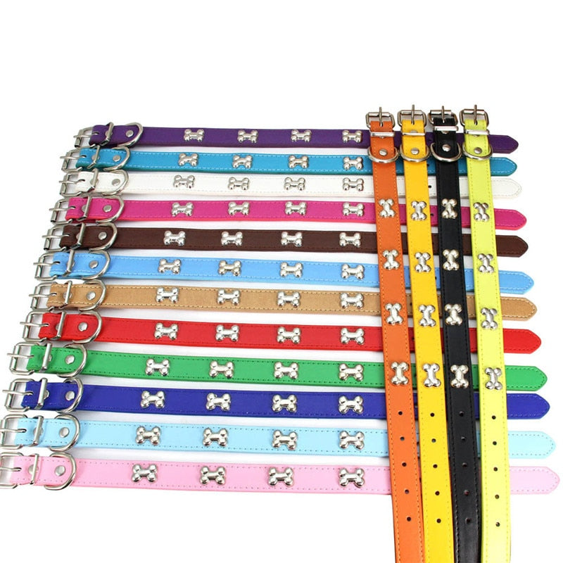 Bone Leather Durable Dog Collars