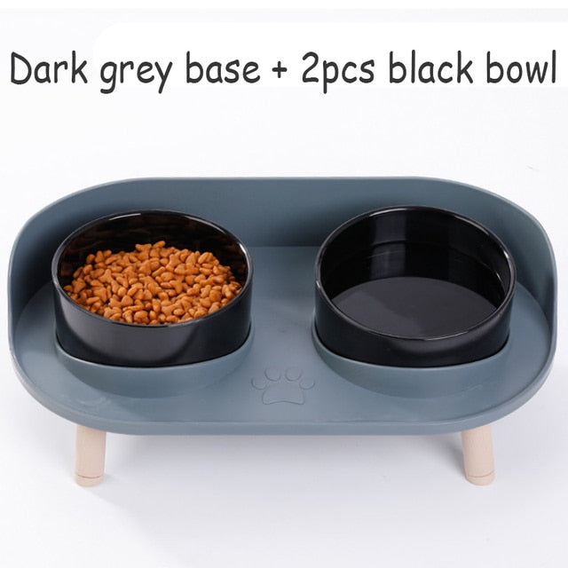Adjustable Height Double Bowl Pet Feeder