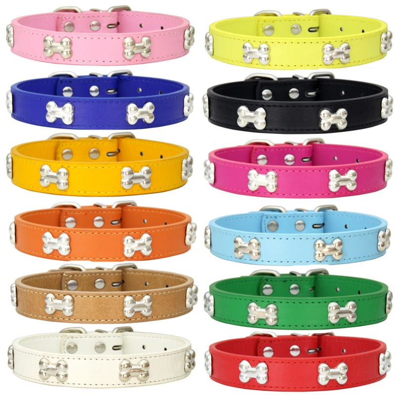 Bone Leather Durable Dog Collars