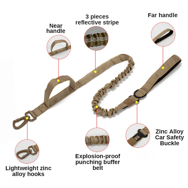 Durable Tactical Dog Leashes and Collars Military Heavy Duty