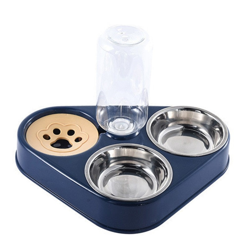 Double Bowl Pet Feeder & Stainless Drinking Automatic
