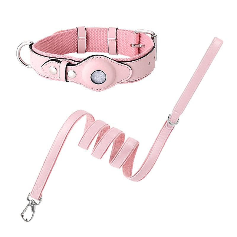 Leather Adjustable Large Service Dog Leash and Collar