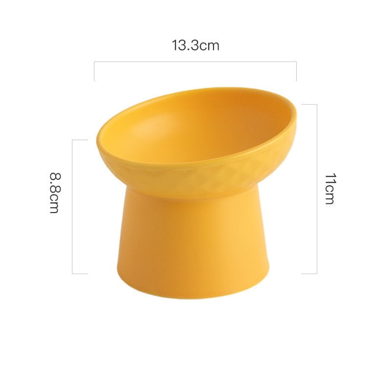 Color Ceramic Bowl Pet Eating Dishes High Foot Candy