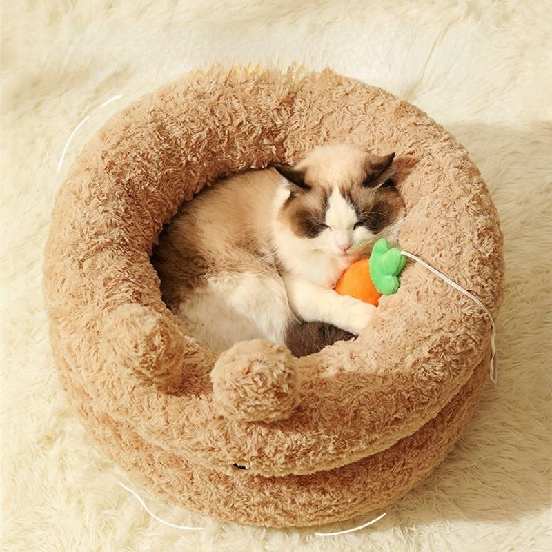 Round Plush Pet Beds for Pet Sleep Nest Sofa