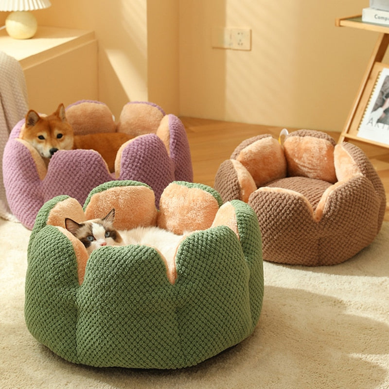 Petal-shaped Pet Beds Kennel Winter Warm House