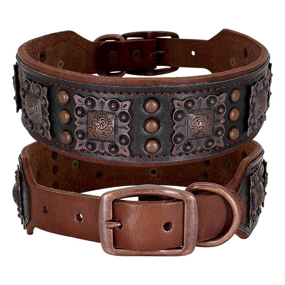 Luxury Genuine Leather Collar for Big Dog