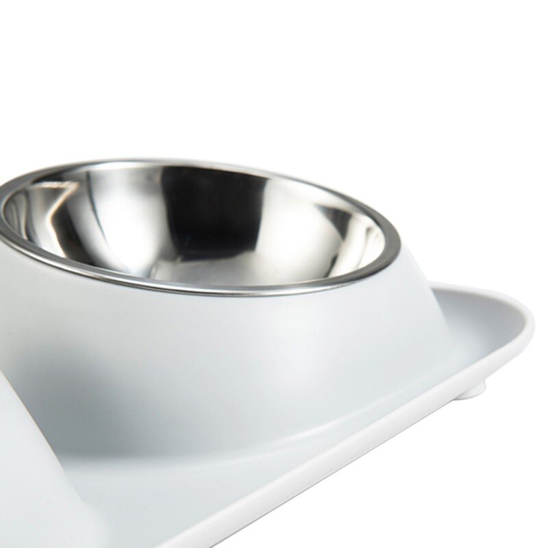 Double Bowl Stainless steel Pet Food Container with a Non-slip Base