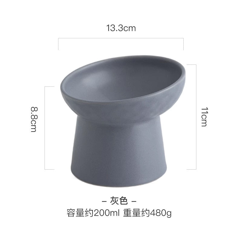 Color Ceramic Bowl Pet Eating Dishes High Foot Candy