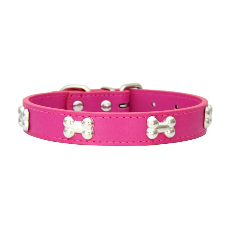 Bone Leather Durable Dog Collars