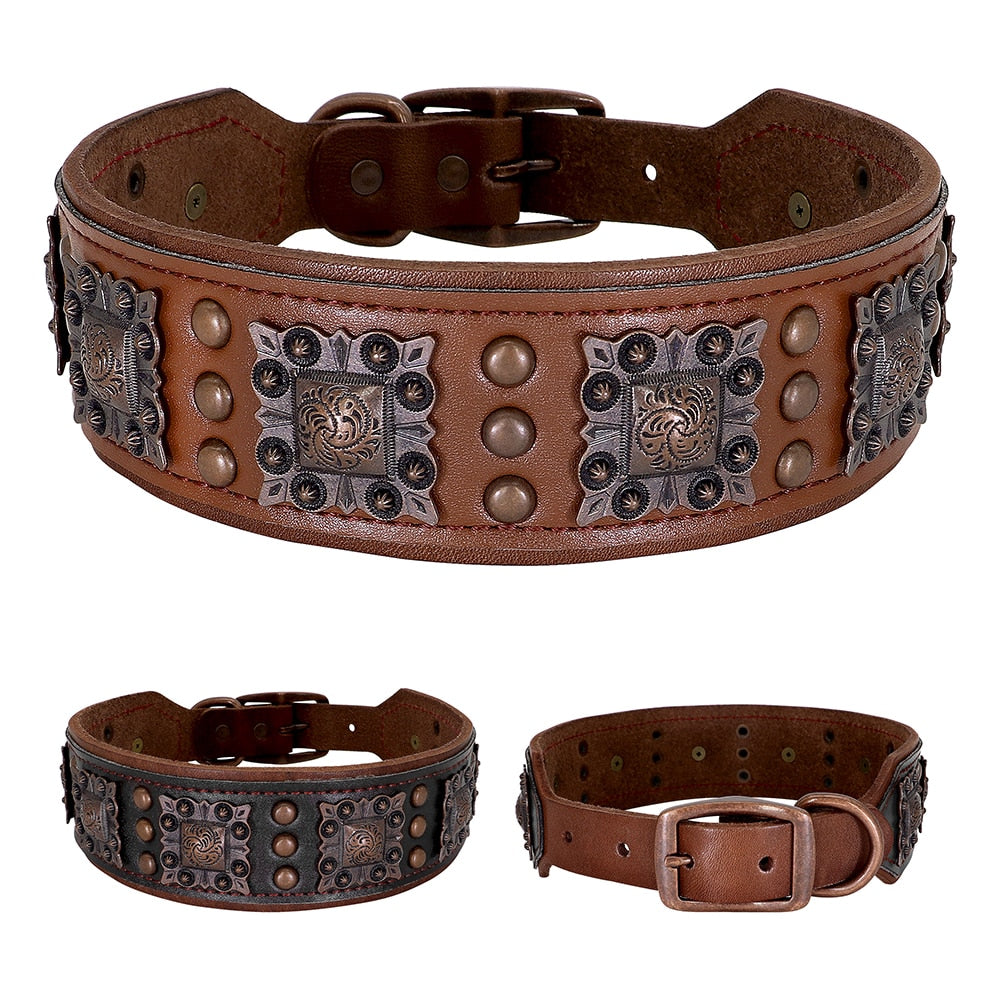 Luxury Genuine Leather Collar for Big Dog