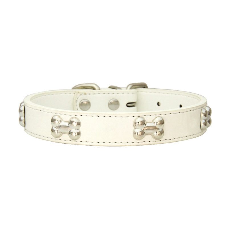 Bone Leather Durable Dog Collars