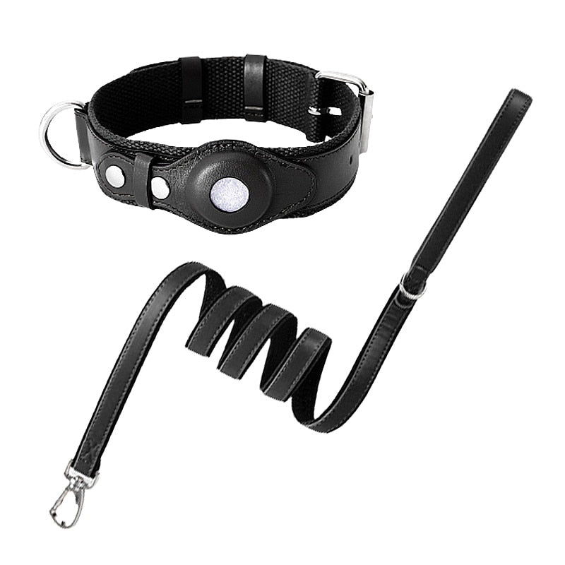 Leather Adjustable Large Service Dog Leash and Collar