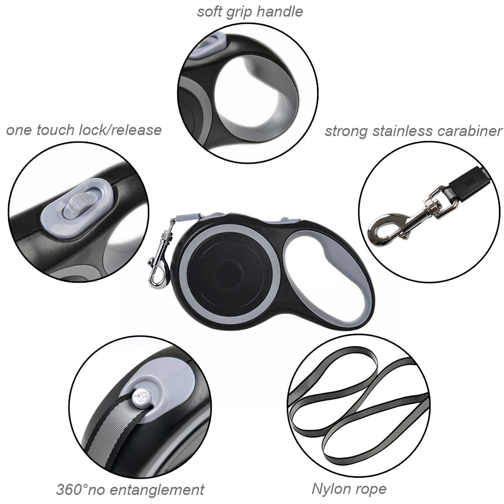 Retractable Roulette Leash Rope Dog Collar