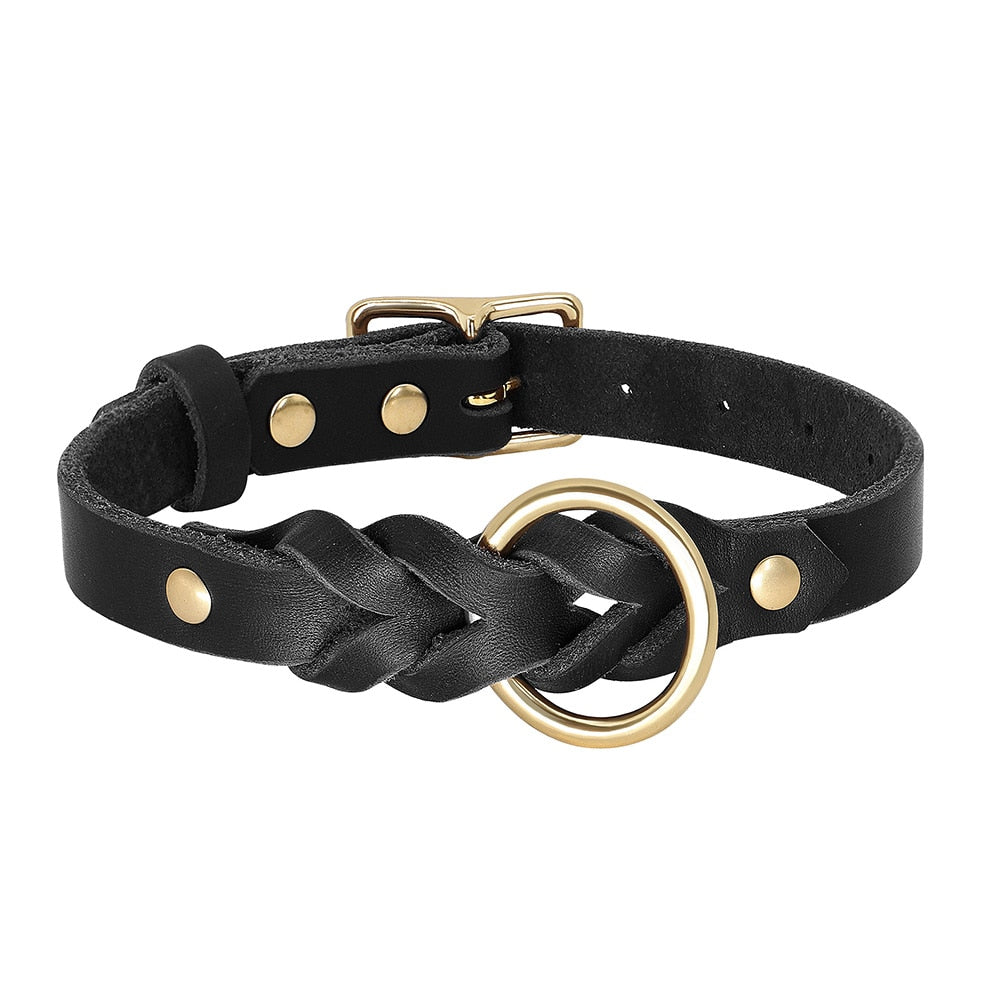 Leather Braided Dog Collars and Leash Sets