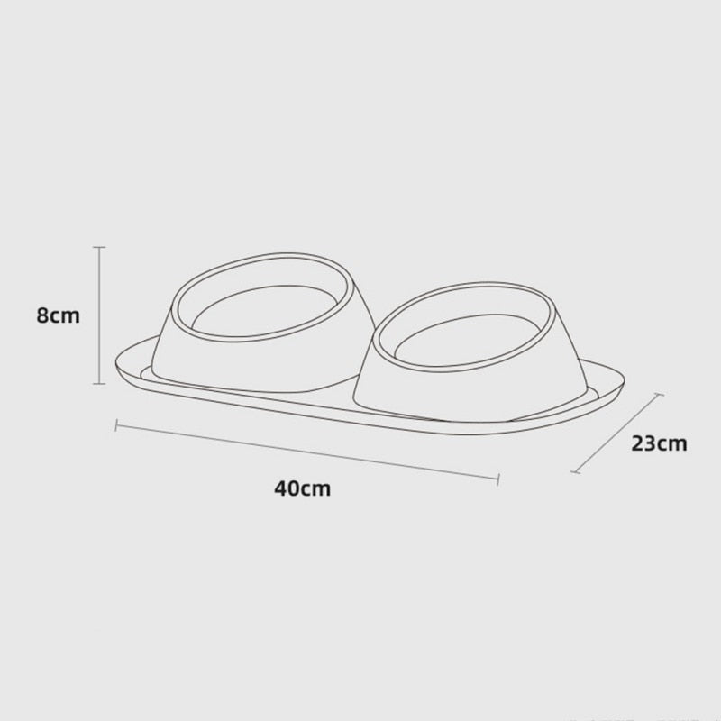 Double Bowl Stainless steel Pet Food Container with a Non-slip Base