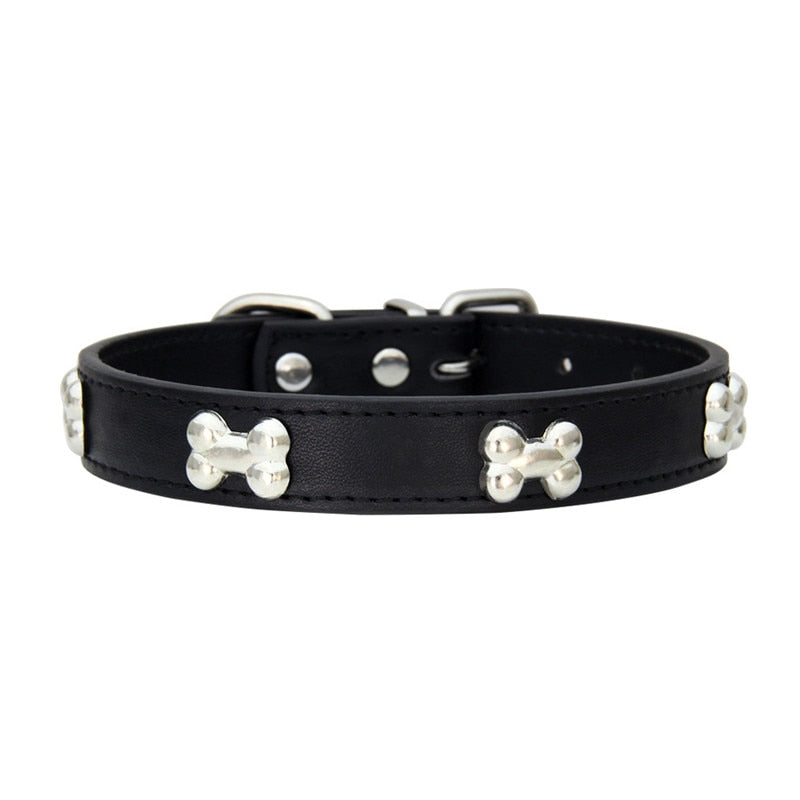 Bone Leather Durable Dog Collars