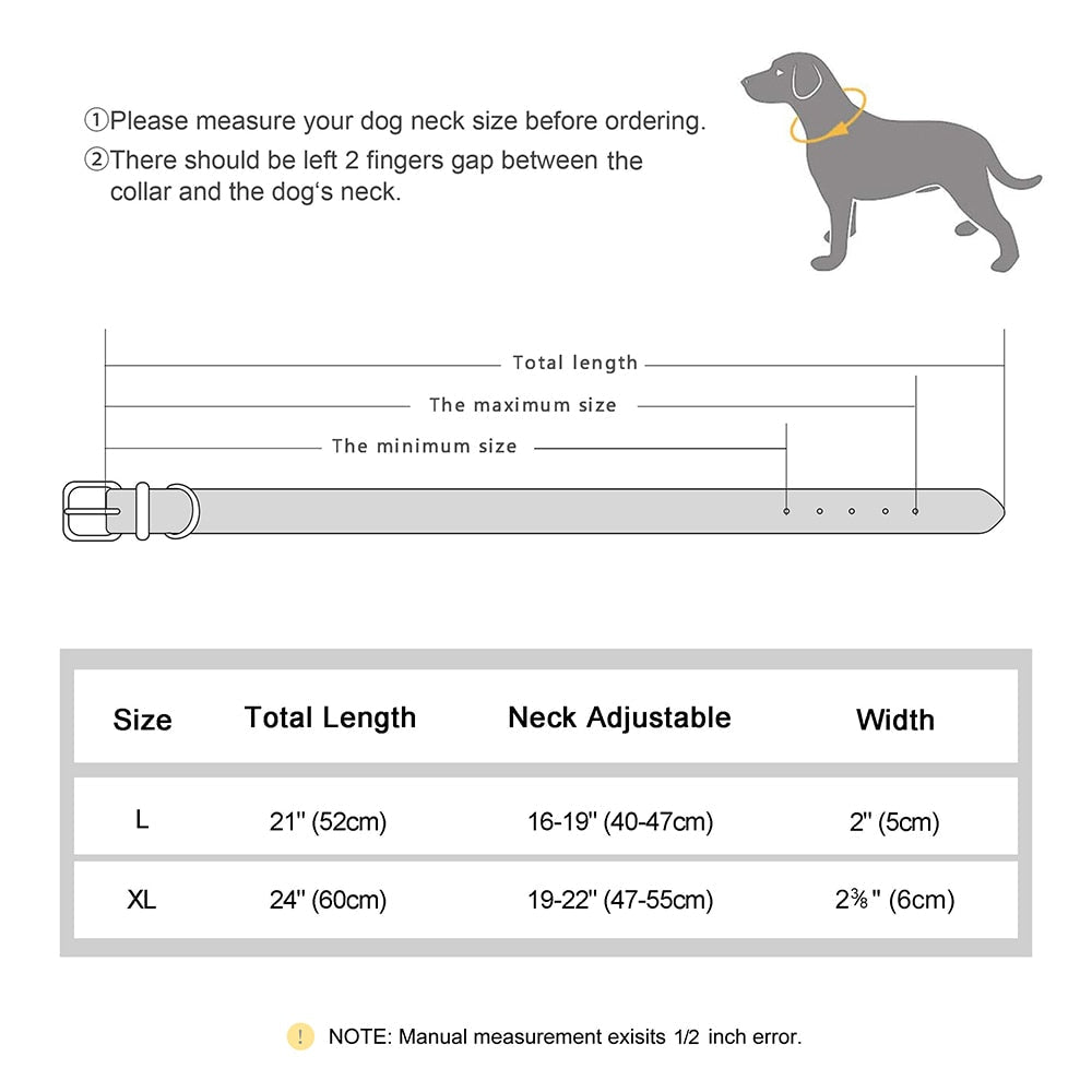 Luxury Genuine Leather Collar for Big Dog