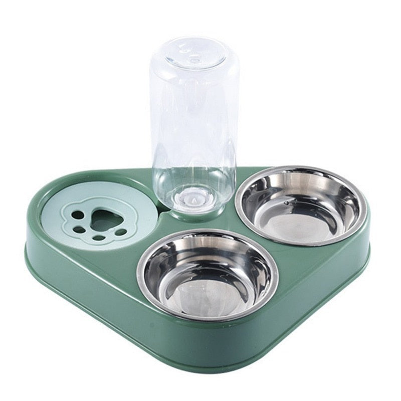 Double Bowl Pet Feeder & Stainless Drinking Automatic