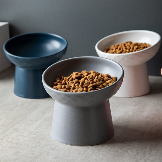 Color Ceramic Bowl Pet Eating Dishes High Foot Candy