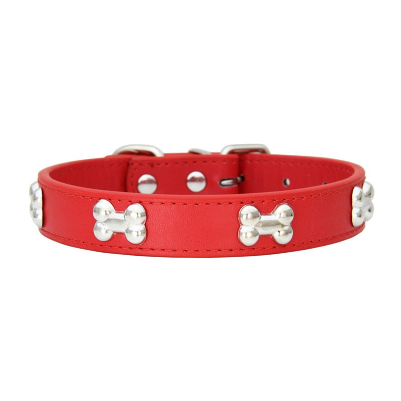 Bone Leather Durable Dog Collars