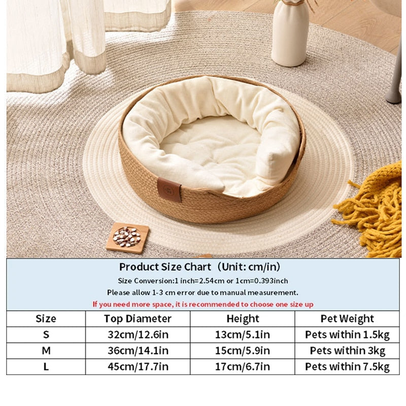 Pet Bed Sofa Handmade Bamboo Weaving Four Season Cozy Nest Baskets