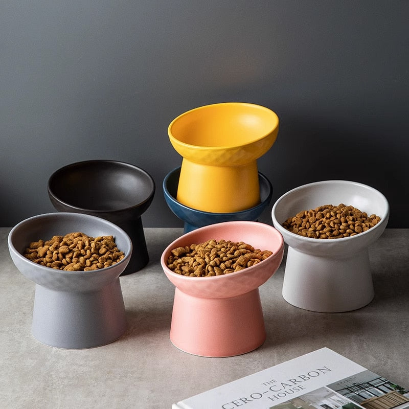 Color Ceramic Bowl Pet Eating Dishes High Foot Candy