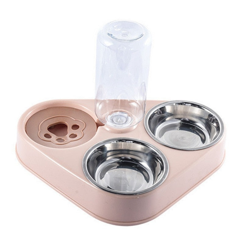 Double Bowl Pet Feeder & Stainless Drinking Automatic