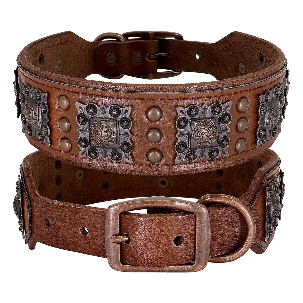 Luxury Genuine Leather Collar for Big Dog