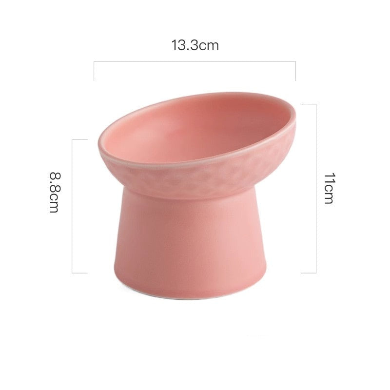 Color Ceramic Bowl Pet Eating Dishes High Foot Candy