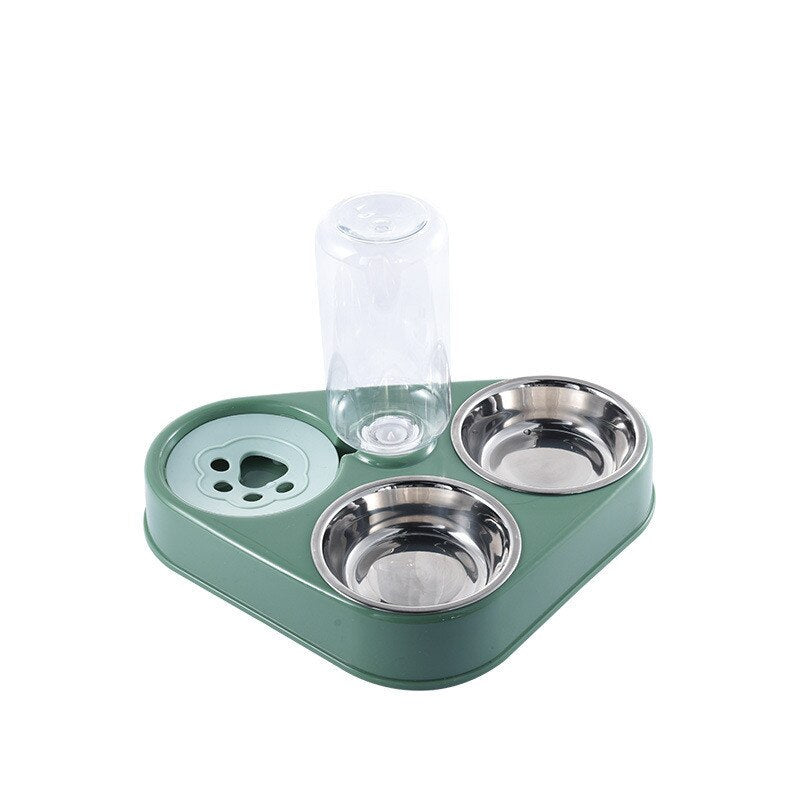 Double Bowl Pet Feeder & Stainless Drinking Automatic