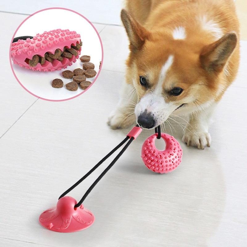 Dog Suction Cup Toy Interactive Silicon Bite Resist Tooth Cleaning Ball