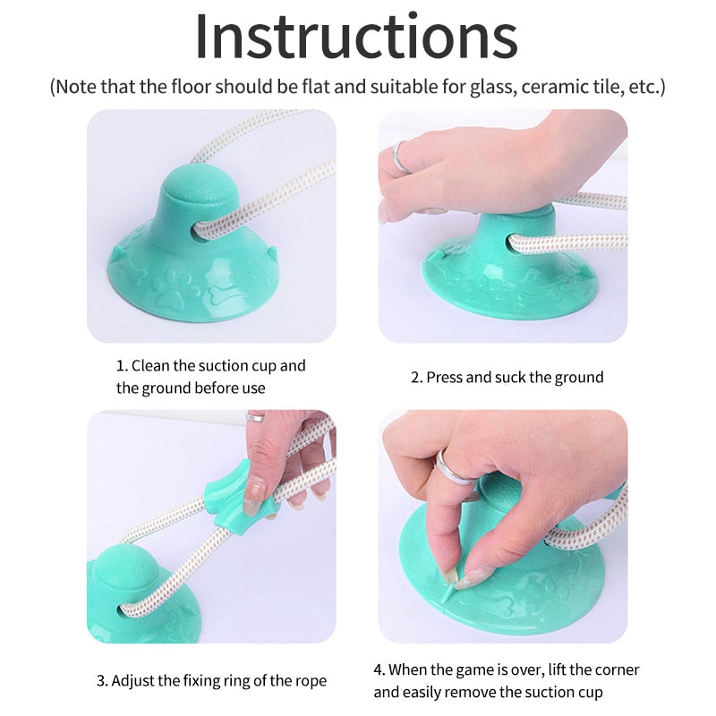Dog Suction Cup Toy Interactive Silicon Bite Resist Tooth Cleaning Ball