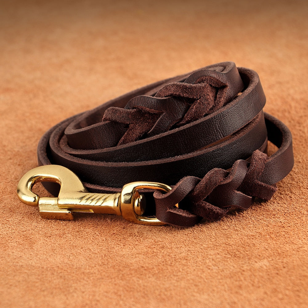 Leather Braided Dog Collars and Leash Sets