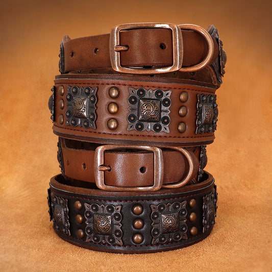 Luxury Genuine Leather Collar for Big Dog