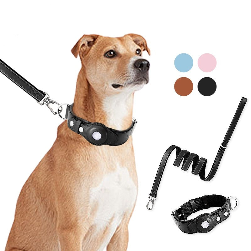 Leather Adjustable Large Service Dog Leash and Collar