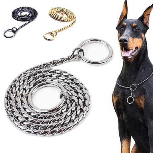Metal Snake Chain Dog Collars with Copper Pinch