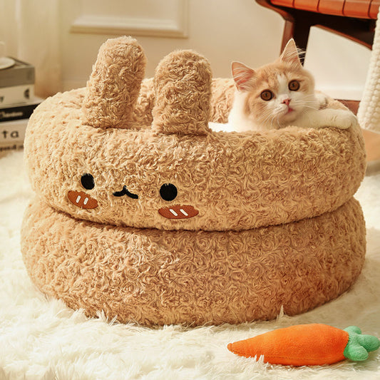 Round Plush Pet Beds for Pet Sleep Nest Sofa